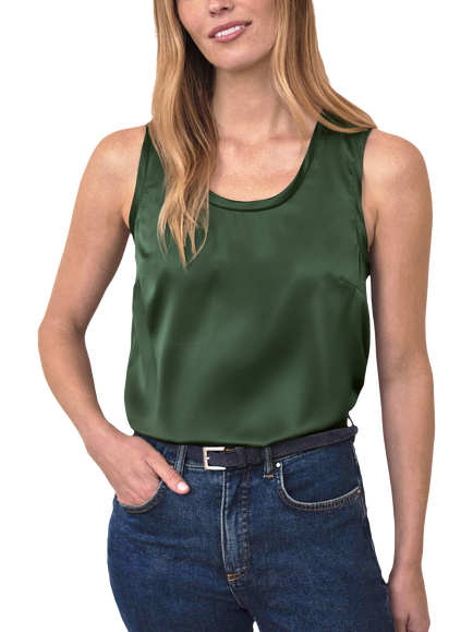 Pure Collection Silk Front Jersey Vest, Emerald