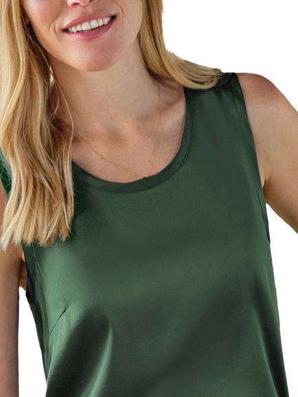 Pure Collection Silk Front Jersey Vest - view 2, Emerald