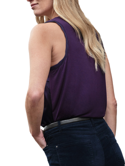 Pure Collection Silk Front Jersey Vest - view 2, Plum