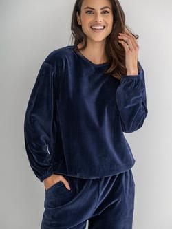 Pour Moi Ribbed Cosy Fleece Lounge Pyjama Set, Navy - view 2, Navy