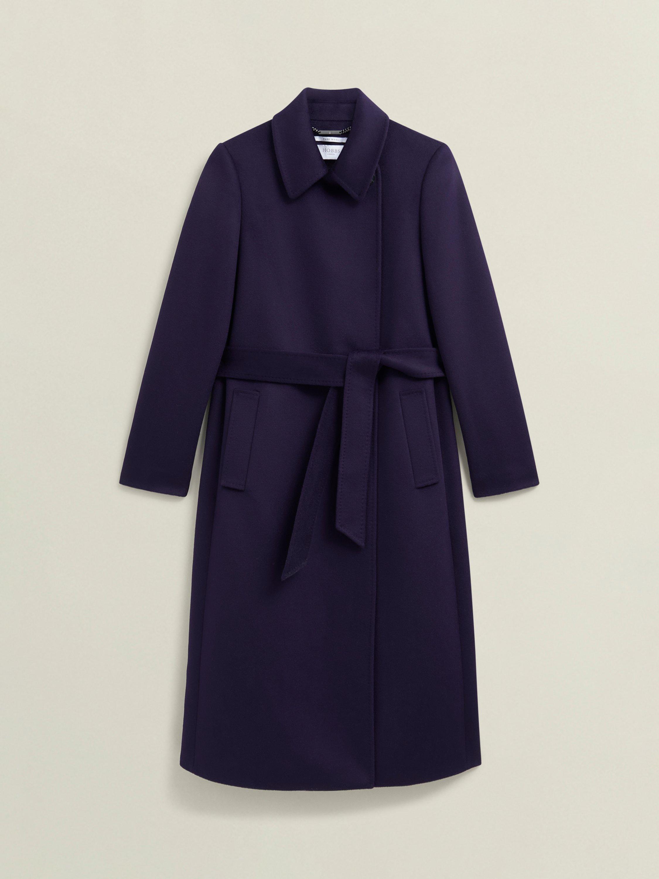 Product image 4 of 7, which shows Hobbs Livia Wool Coat, Midnight Purple, 8