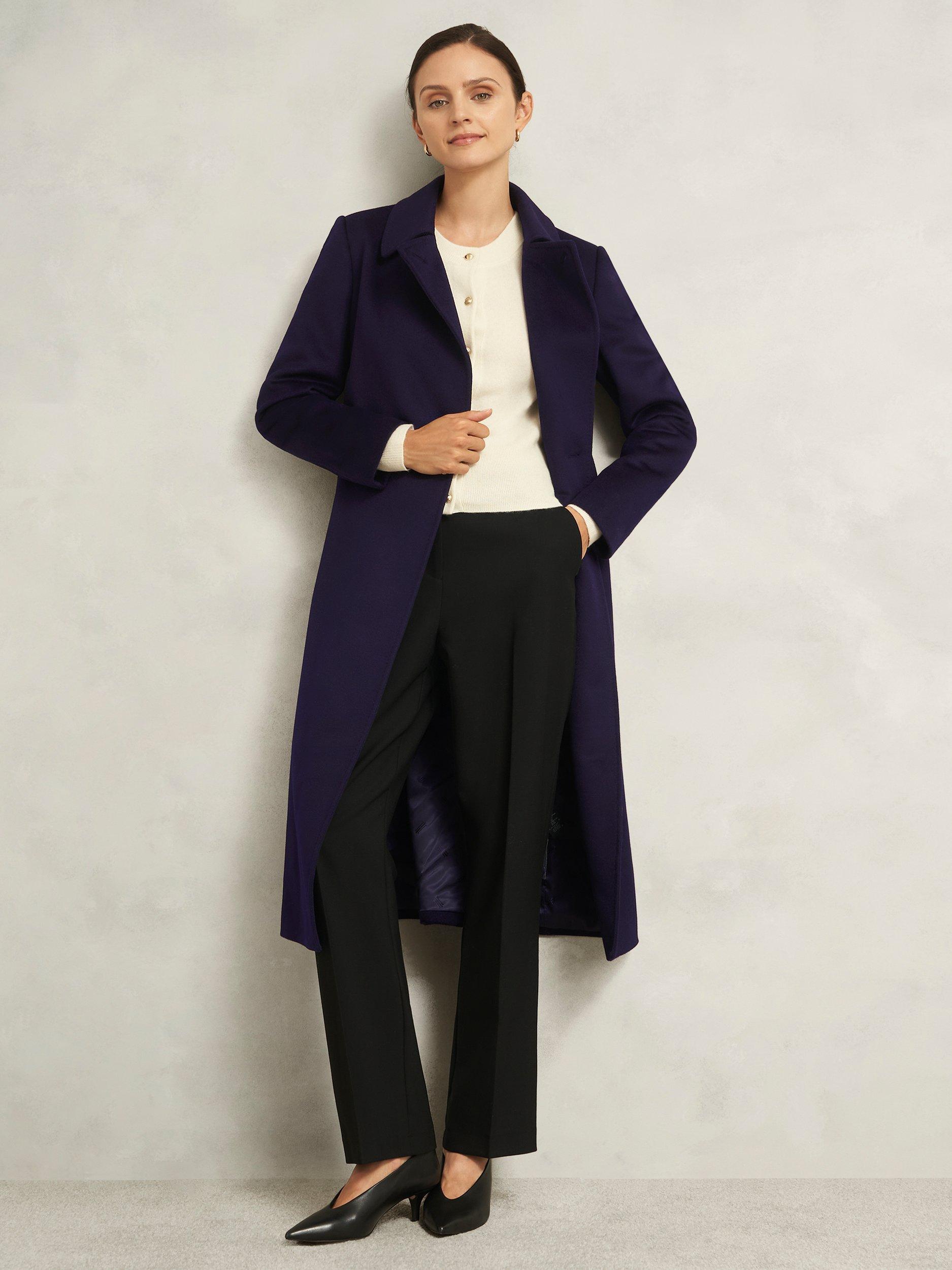 Product image 7 of 7, which shows Hobbs Livia Wool Coat, Midnight Purple, 8