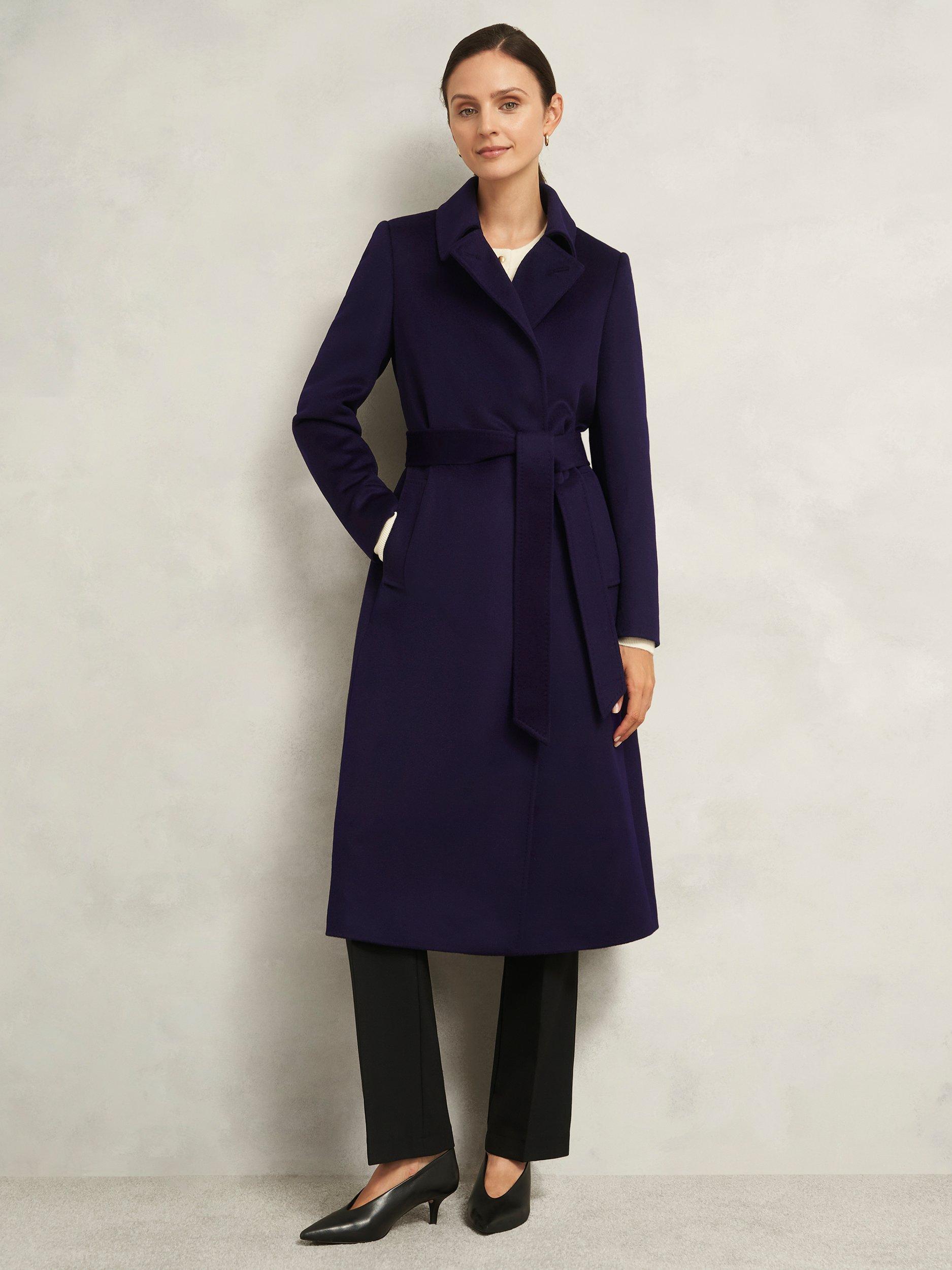 Product image 5 of 6, which shows Hobbs Petite Livia Wool Coat, Midnight Purple, 14