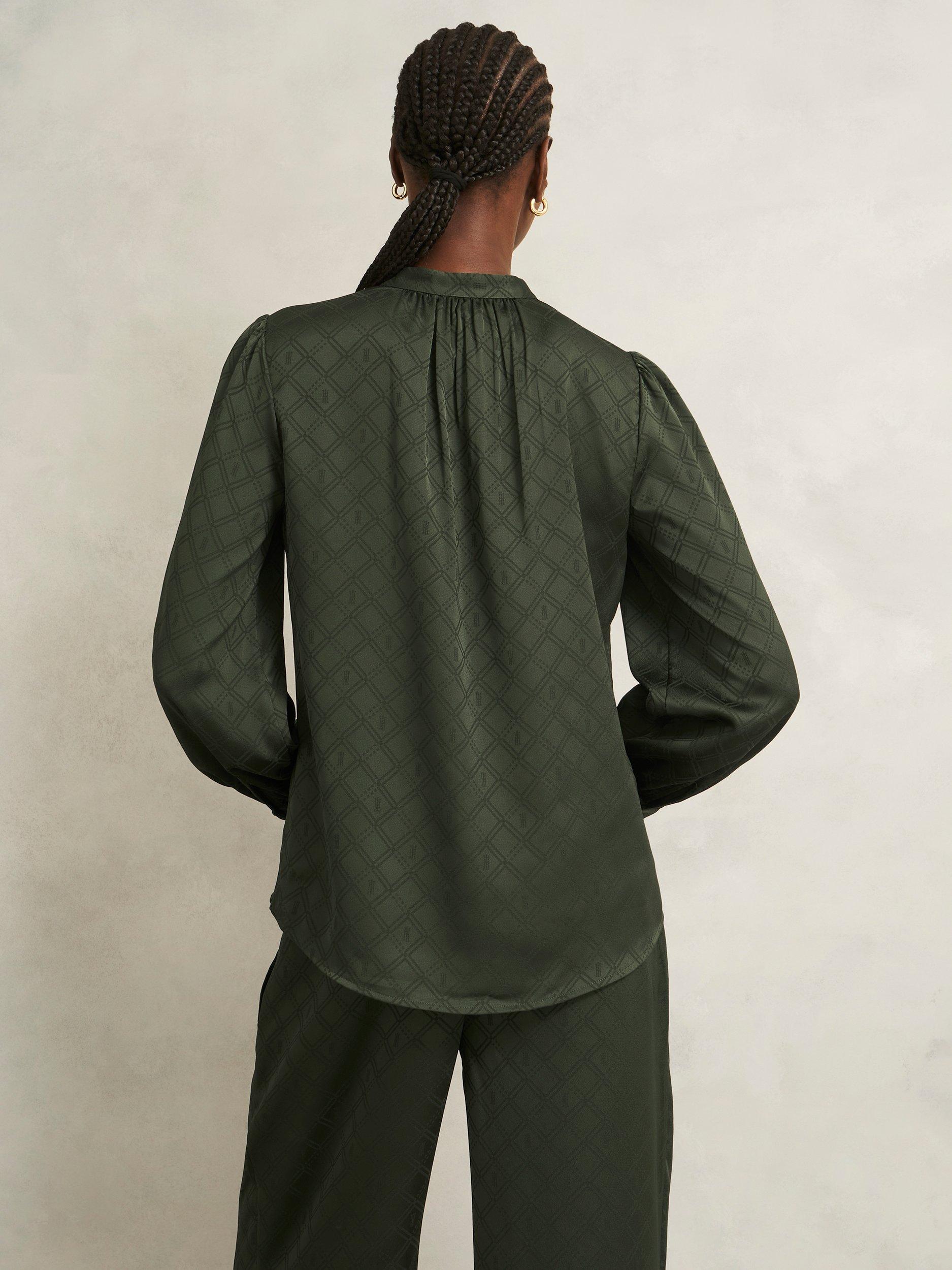 Product image 2 of 5, which shows Hobbs Lucia Insignia Top, Olive Green, 12