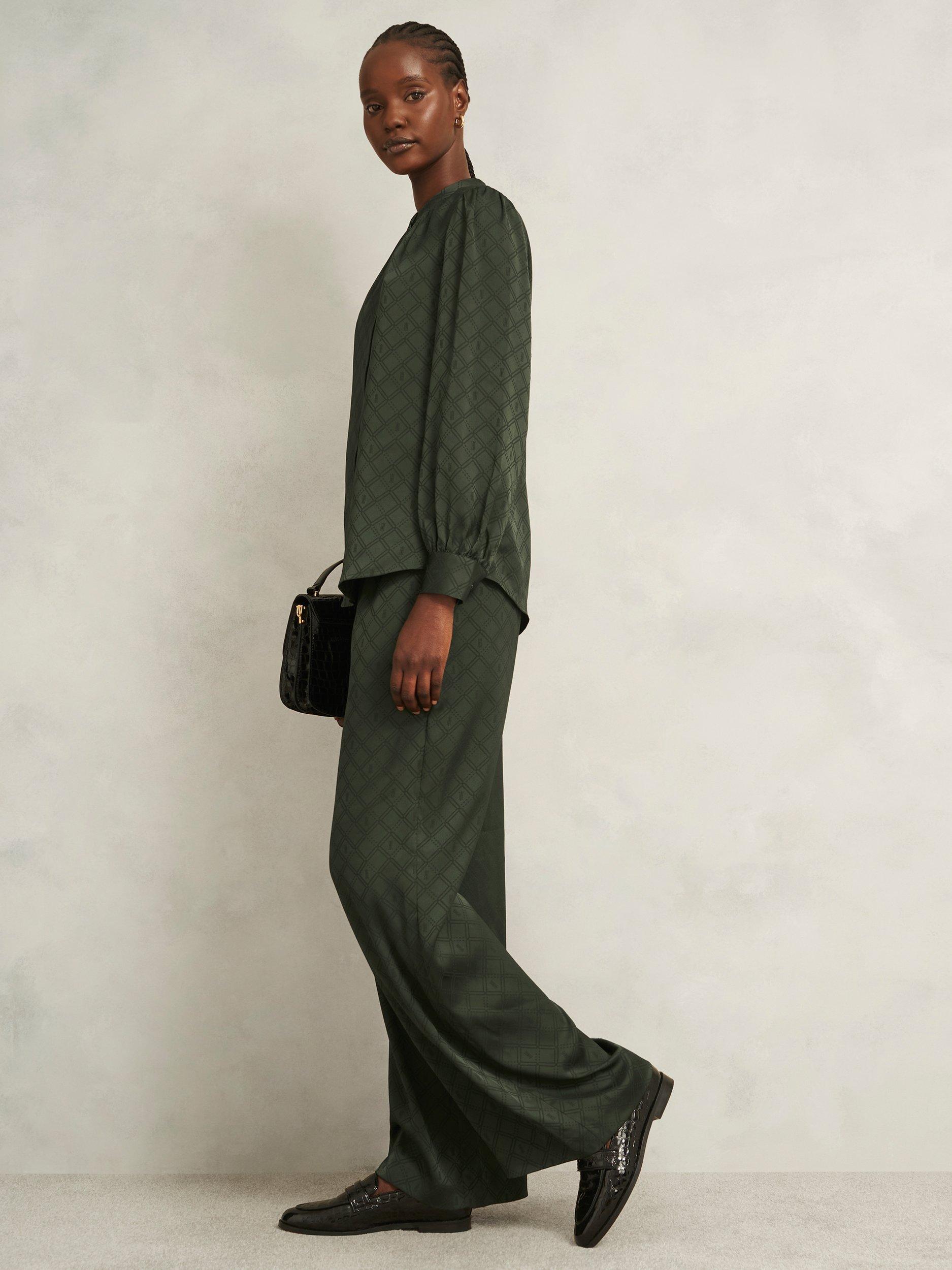 Product image 5 of 5, which shows Hobbs Lucia Insignia Top, Olive Green, 12