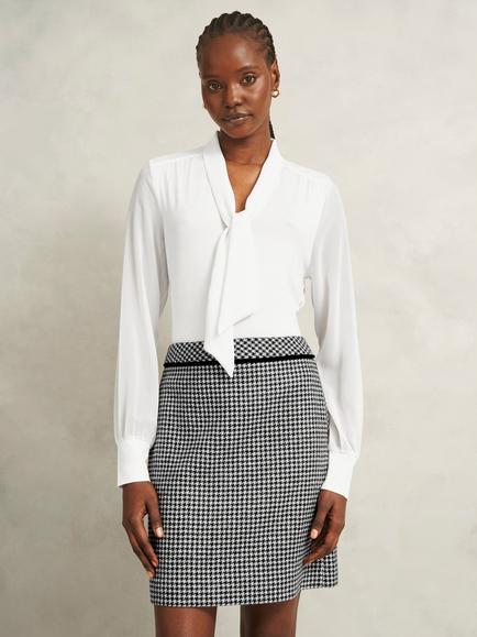 Hobbs Tarini Tie Neck Top, White, White