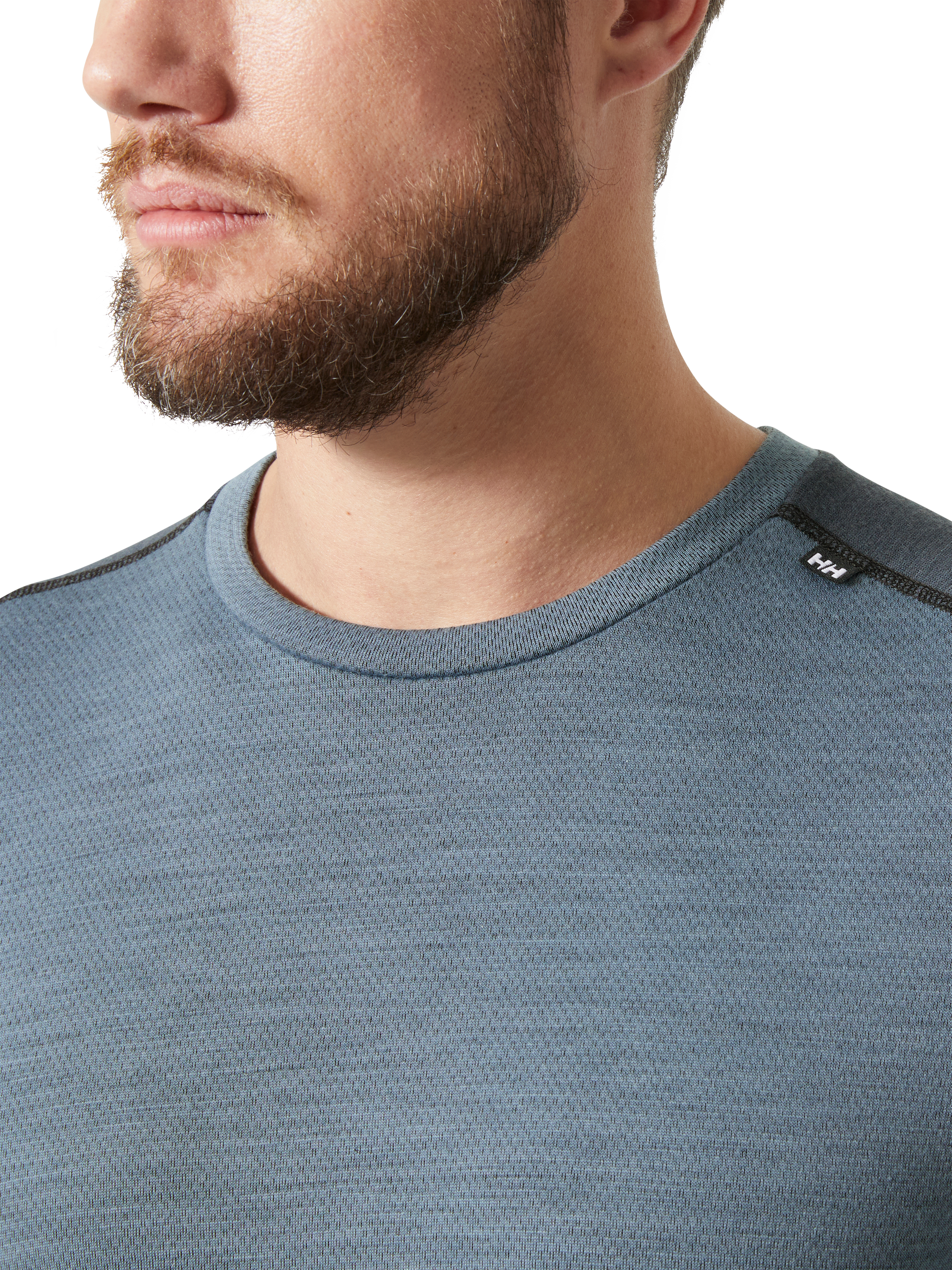 Product image 2 of 3, which shows Helly Hansen Men's Lifa Merino Blend Midweight Crew Base Layer, Washed Navy, S