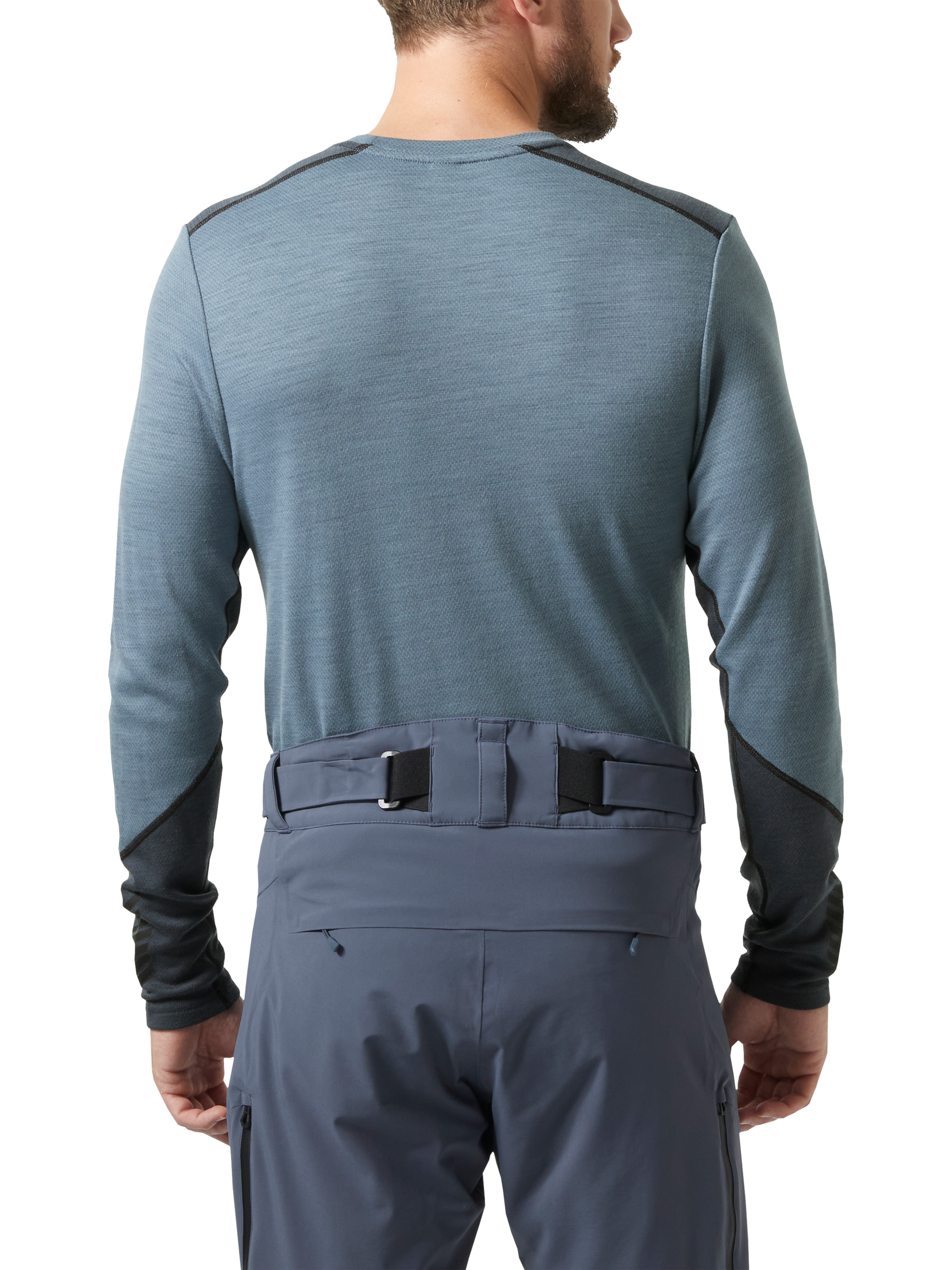 Product image 3 of 3, which shows Helly Hansen Men's Lifa Merino Blend Midweight Crew Base Layer, Washed Navy, S