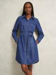 Hobbs Francesca Denim Mini Dress, Mid Wash Blue