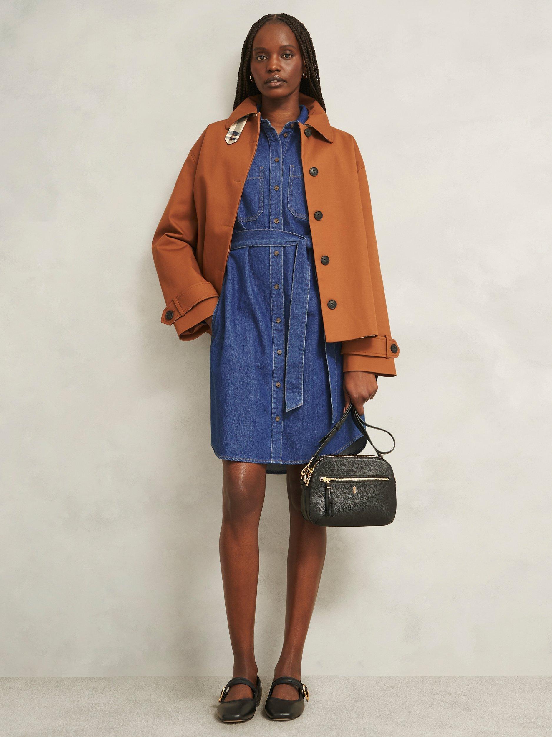 Product image 5 of 5, which shows Hobbs Francesca Denim Mini Dress, Mid Wash Blue, 6