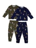 Chelsea Peers Kids' Long Sleeved Dog Print Pyjamas, Khaki