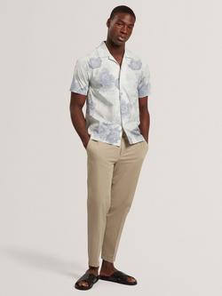 Ted Baker Cotton Regular Fit Floral Shirt, Mid Green, Mid Green