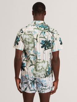 Ted Baker Cotton Regular Fit Floral Stripe Shirt, Mid Pink/Multi - view 2, Mid Pink/Multi