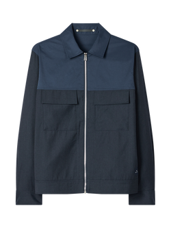 Paul Smith Zip Front Wool Cotton Blend Overshirt, Blue, Blue