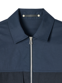 Paul Smith Zip Front Wool Cotton Blend Overshirt, Blue - view 2, Blue