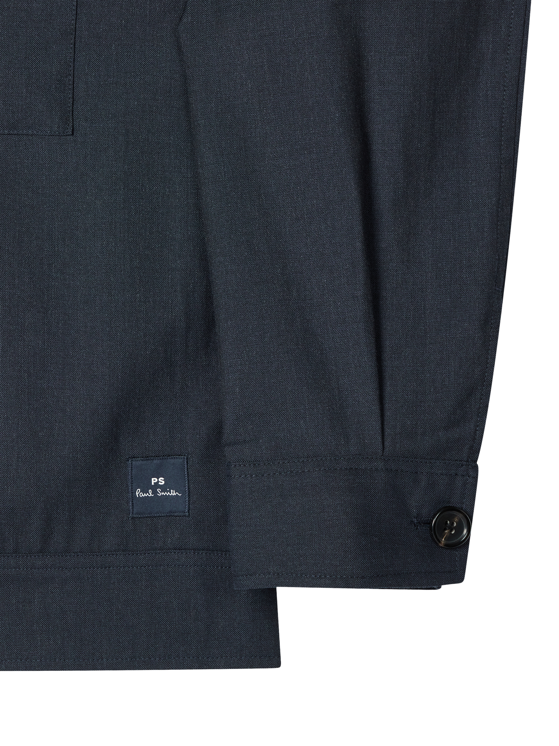 Product image 3 of 4, which shows Paul Smith Zip Front Wool Cotton Blend Overshirt, Blue, S