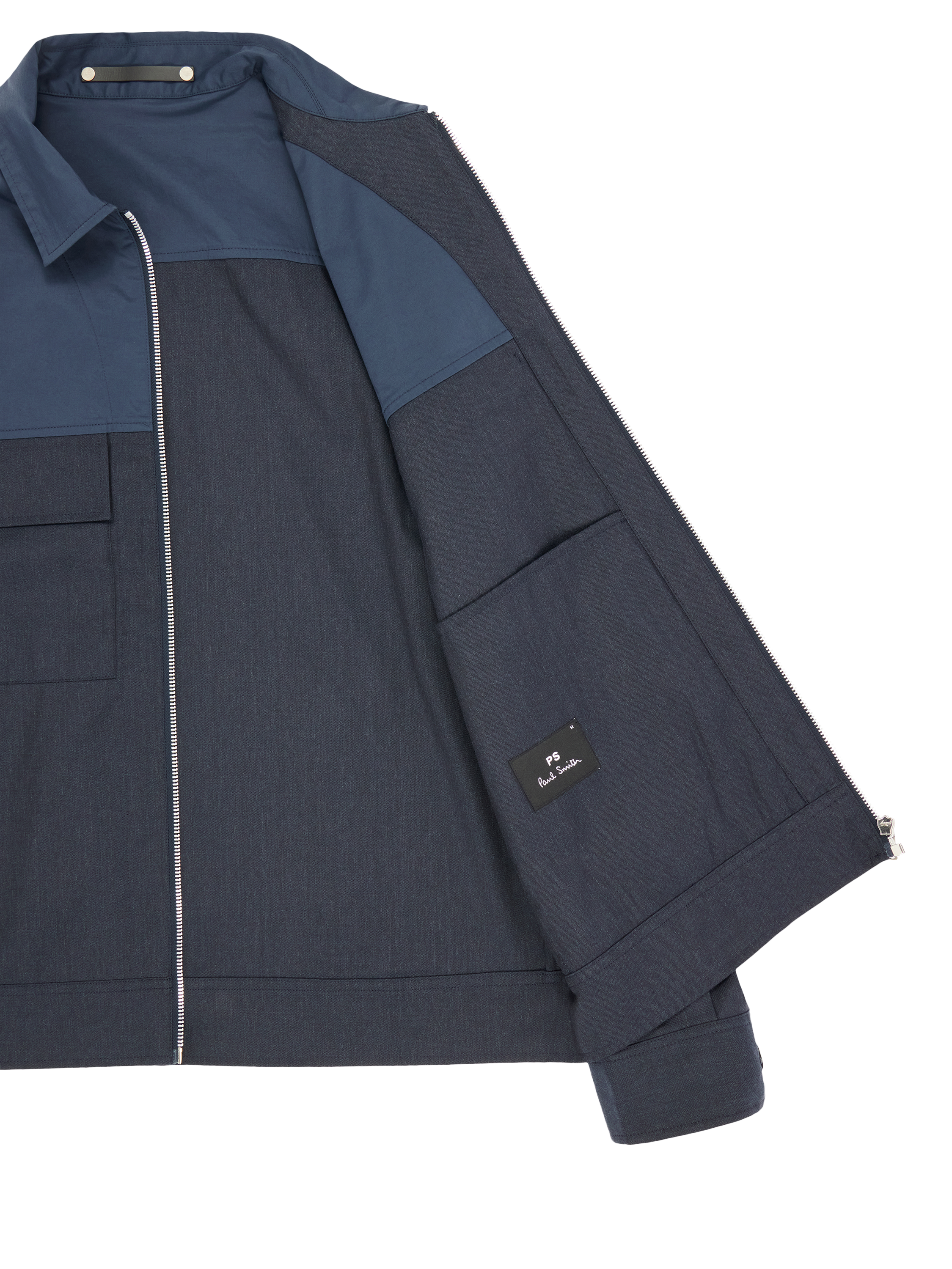 Product image 4 of 4, which shows Paul Smith Zip Front Wool Cotton Blend Overshirt, Blue, S