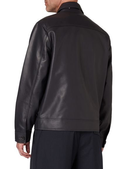 Paul Smith Leather Overshirt, Black Blue - view 2, Black Blue