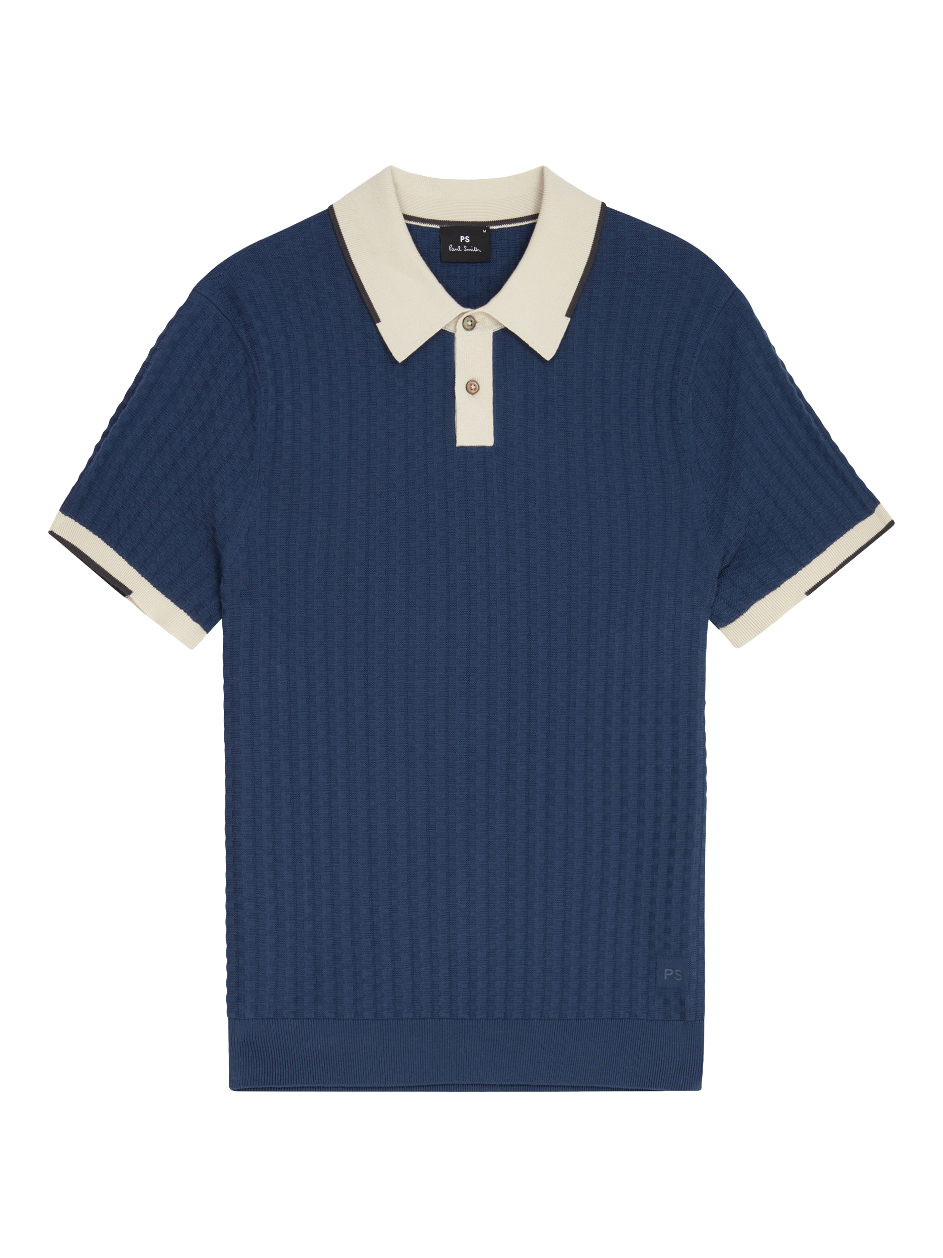 Product image 1 of 2, which shows Paul Smith Short Sleeve Polo Sweater, Blue, S