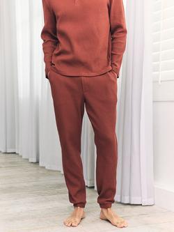 Chelsea Peers Waffle Cotton Blend Lounge Joggers, Orange - view 2, Orange