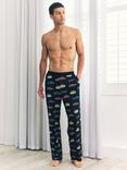Chelsea Peers Driving Leopards Print Pyjama Bottoms, Navy