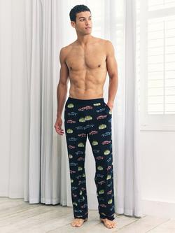 Chelsea Peers Driving Leopards Print Pyjama Bottoms, Navy, Navy