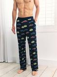 Chelsea Peers Driving Leopards Print Pyjama Bottoms, Navy