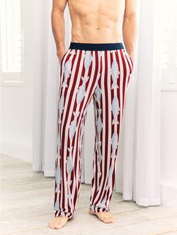 Chelsea Peers Gone Fishing Stripe Print Pyjama Trousers, Red, Red