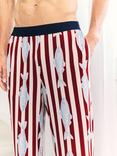Chelsea Peers Gone Fishing Stripe Print Pyjama Trousers, Red