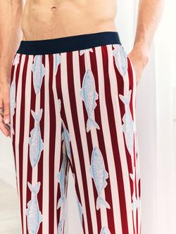 Chelsea Peers Gone Fishing Stripe Print Pyjama Trousers, Red - view 2, Red