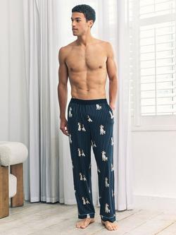 Chelsea Peers Terrier Dog Stripe Print Pyjama Bottoms, Navy, Navy