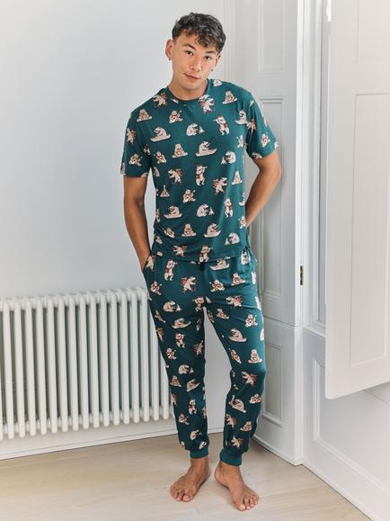 Chelsea Peers Wilderness Bear Pyjama Set, Blue, Blue