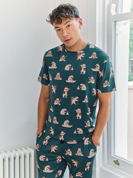 Chelsea Peers Wilderness Bear Pyjama Set, Blue - view 2, Blue
