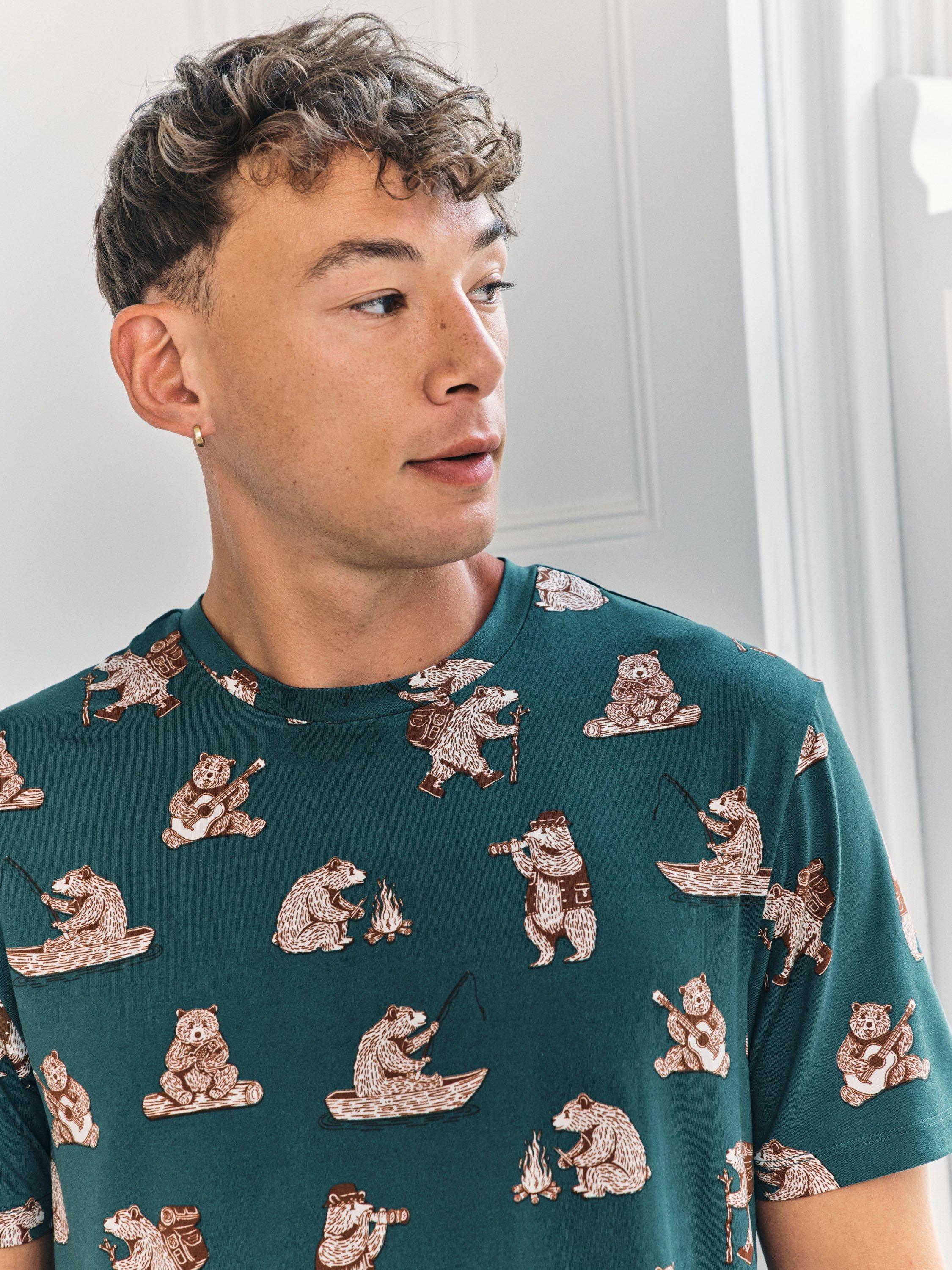 Product image 6 of 6, which shows Chelsea Peers Wilderness Bear Pyjama Set, Blue, S