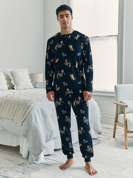 Chelsea Peers Tiger Padel Pyjama Set, Navy, Navy
