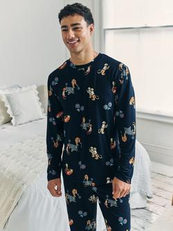 Chelsea Peers Tiger Padel Pyjama Set, Navy - view 2, Navy
