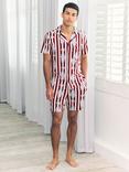 Chelsea Peers Gone Fishing Stripe Print Short Pyjama Set, Red