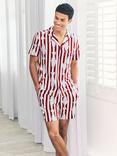 Chelsea Peers Gone Fishing Stripe Print Short Pyjama Set, Red