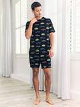 Chelsea Peers Vintage Car Print Short Pyjama Set, Navy