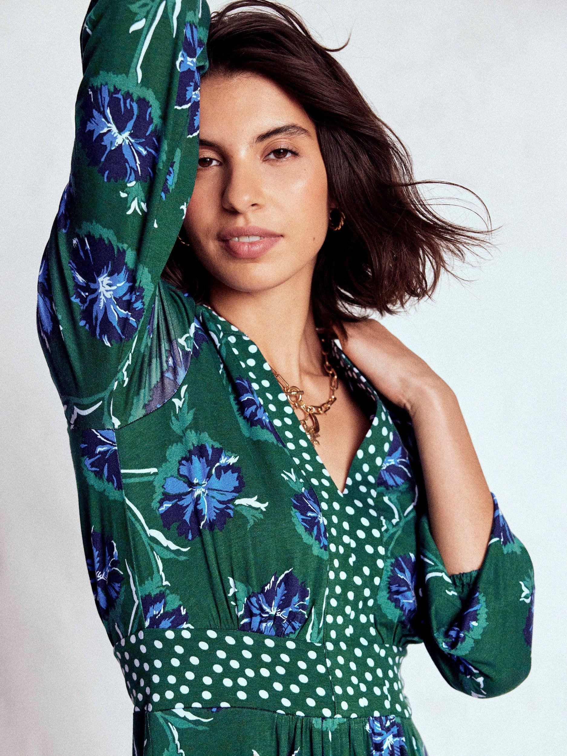 Boden Lily Floral Long Sleeve Midi Dress containing LENZING™ ECOVERO ...