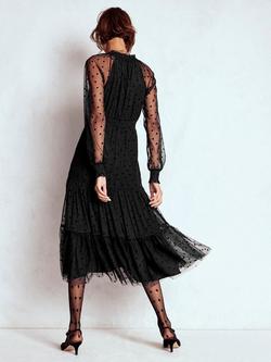 Boden Lucille Tulle Long Sleeved Midi Dress, Black - view 2, Black