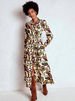 Boden Clara Paisley Floral Corduroy Midi Dress, Multi, Multi