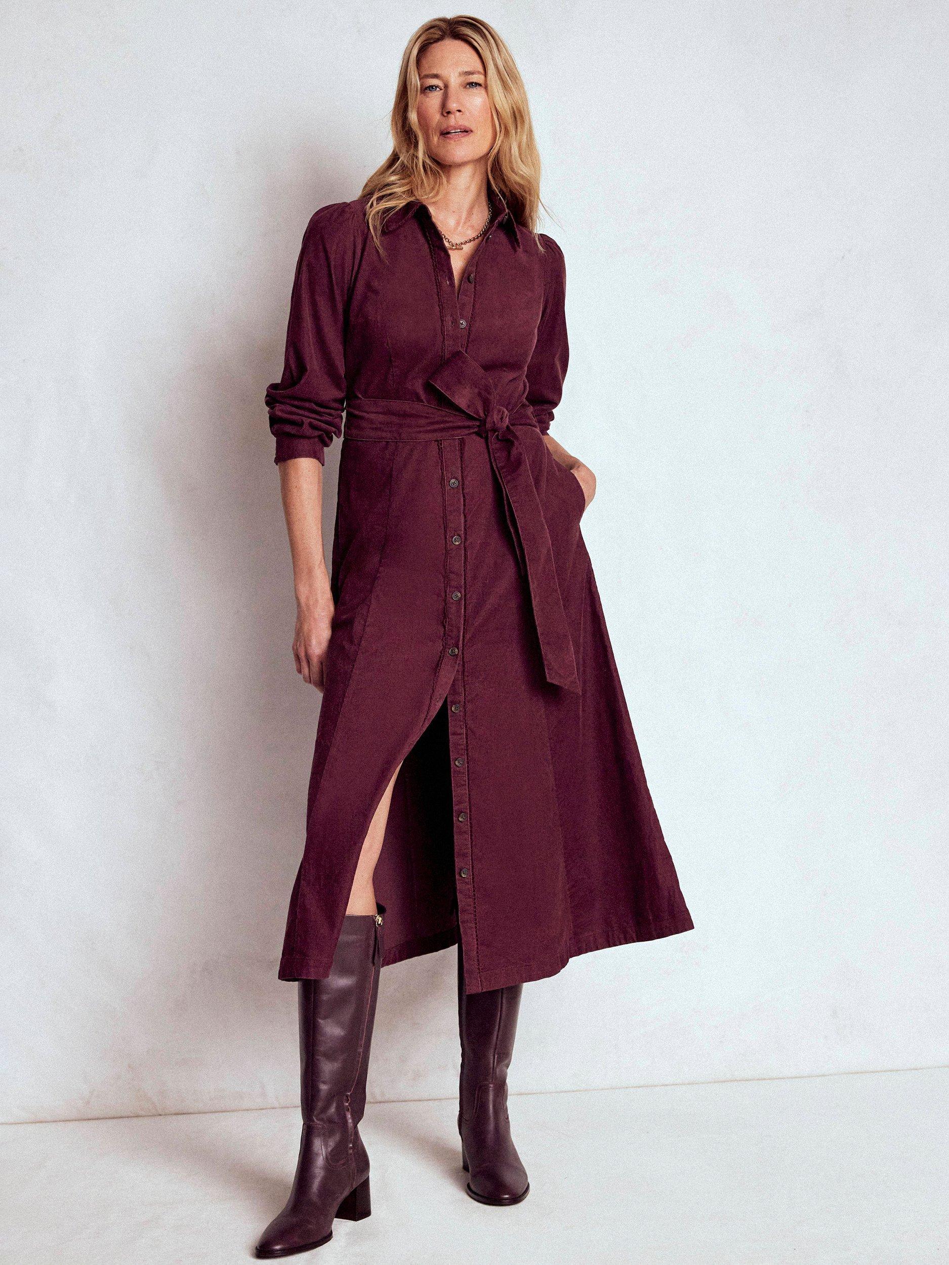 Midi Shirt Dress Boden Womens Dress Corduroy Dress Frontwalk Autumn Loose  Button-up Dress Women Corduroy Shirt Dress Casual Loose Tunic Dresses  Buttons Swing Dress Casual Loose Fit Shirt Dress