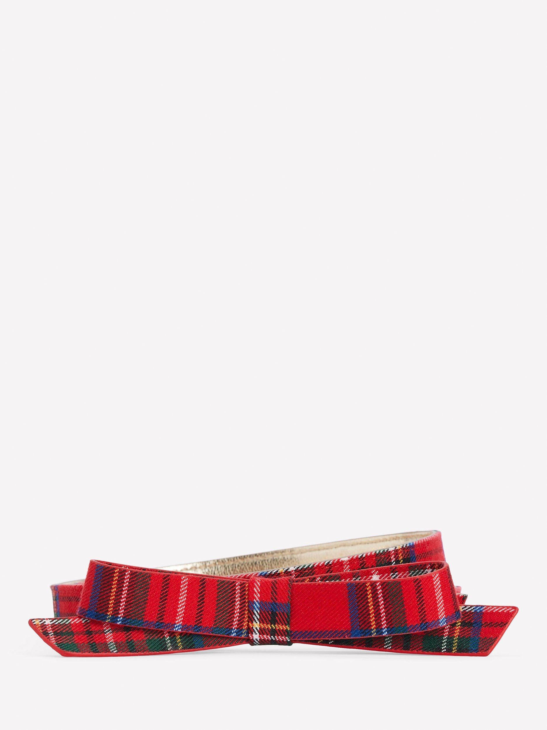 Product image 1 of 2, which shows Boden Tartan Skinny Bow Belt, Multi, XS