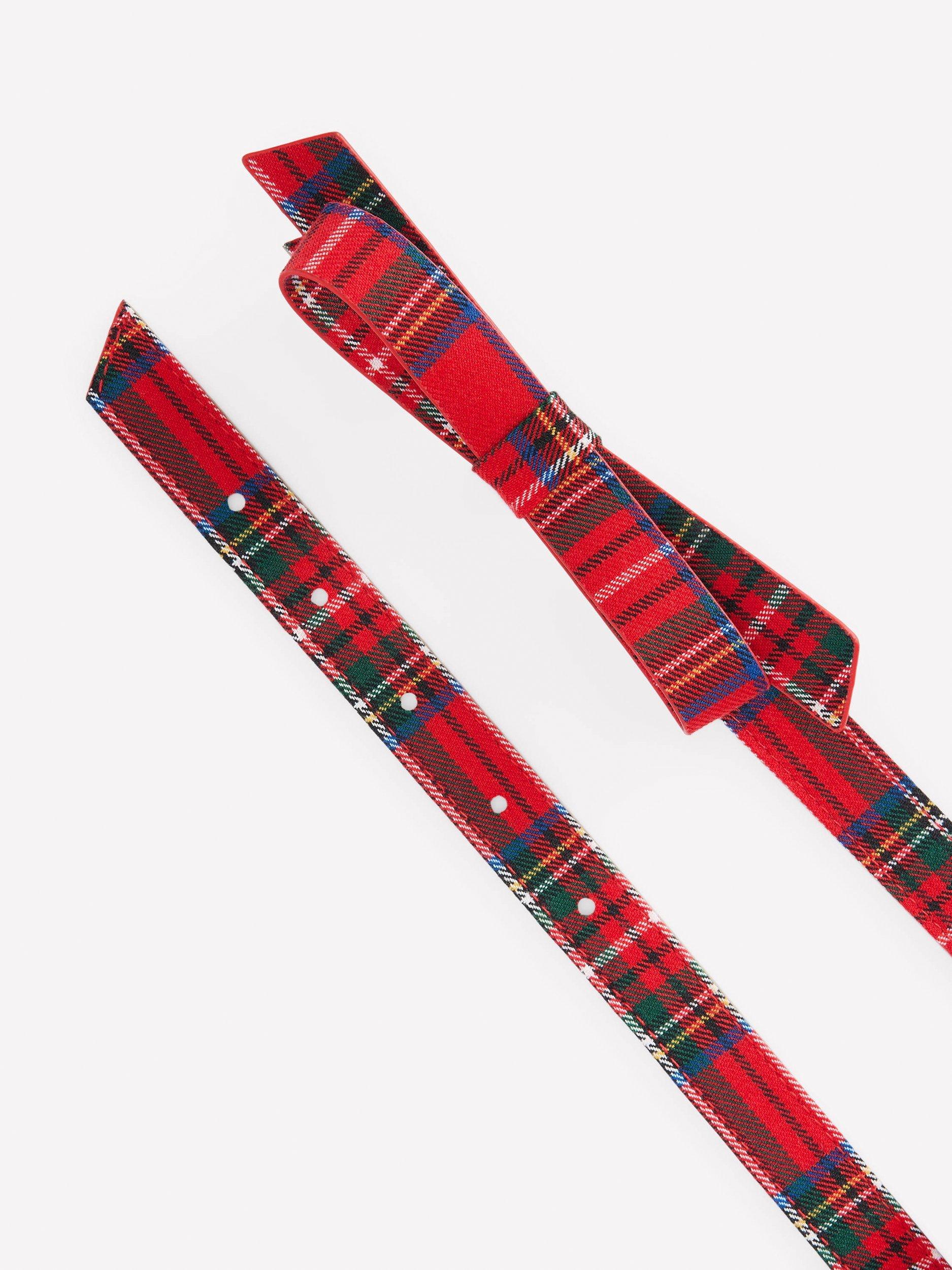 Product image 2 of 2, which shows Boden Tartan Skinny Bow Belt, Multi, XS
