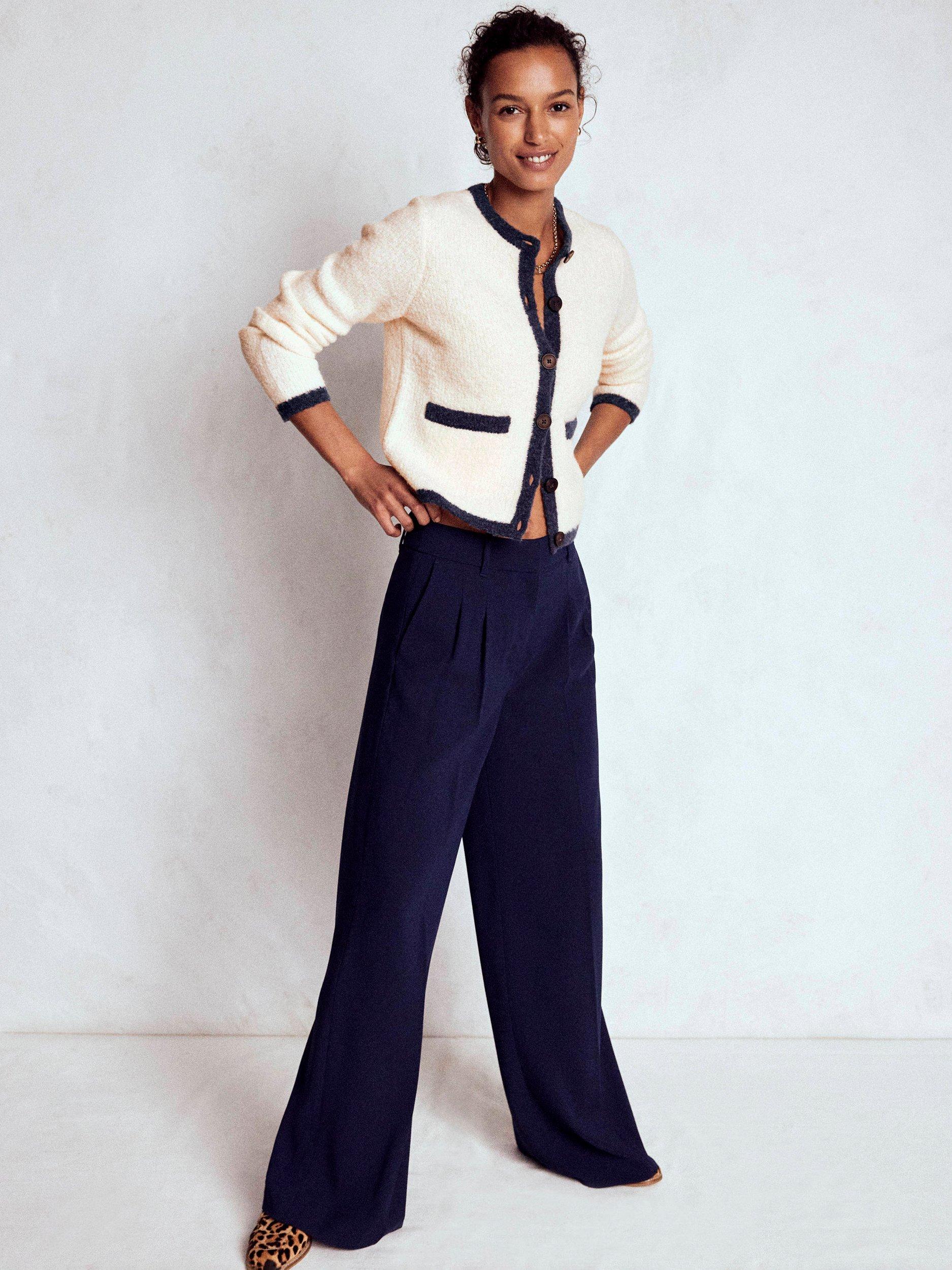 Product image 4 of 6, which shows Boden Holly Colour Contrast Boucle Wool Rich Jacket, Warm Ivory, 12