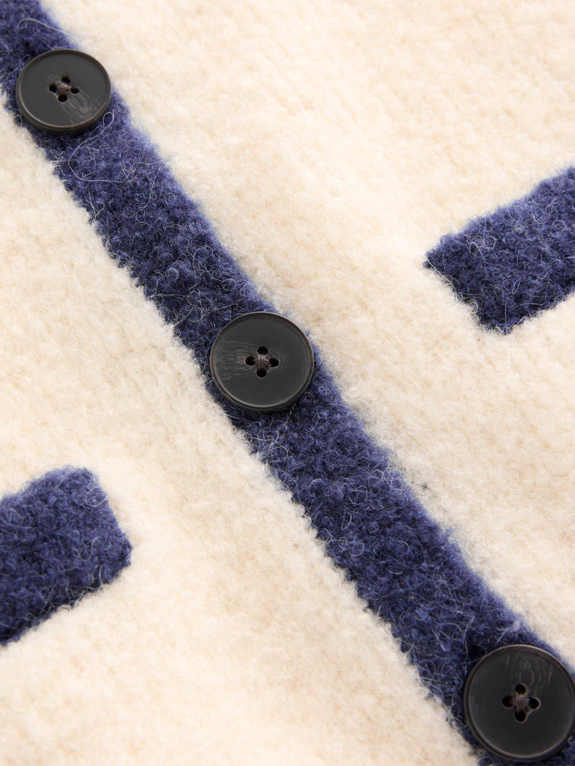 Product image 6 of 6, which shows Boden Holly Colour Contrast Boucle Wool Rich Jacket, Warm Ivory, 12
