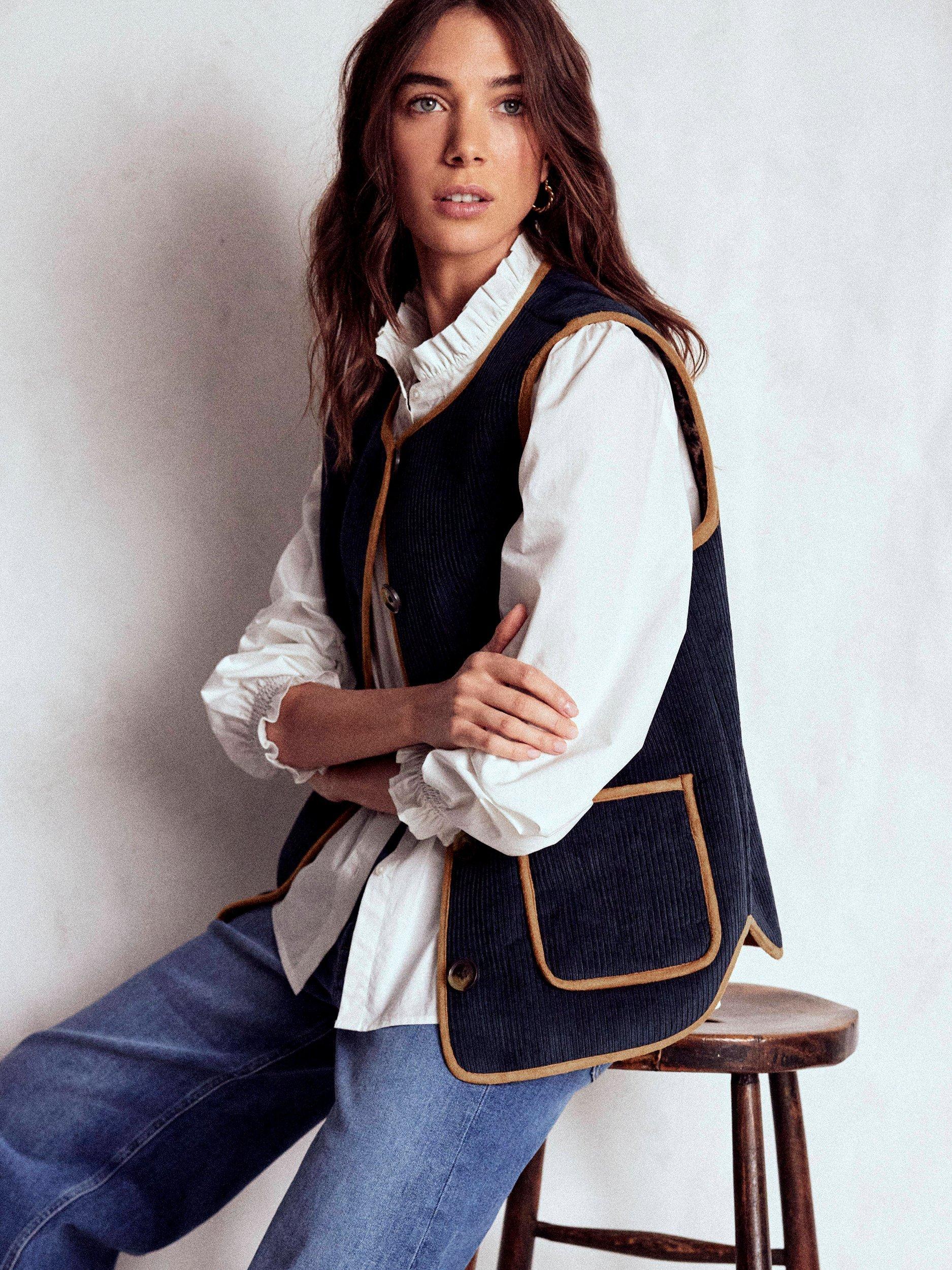 Product image 4 of 8, which shows Boden Clerkenwell Reversible Gilet, Navy, 14