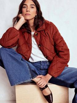Boden Fitzrovia Quilted Corduroy Jacket, Fire Brick Red, Fire Brick Red