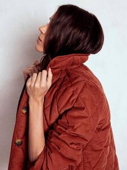 Boden Fitzrovia Quilted Corduroy Jacket, Fire Brick Red - view 2, Fire Brick Red